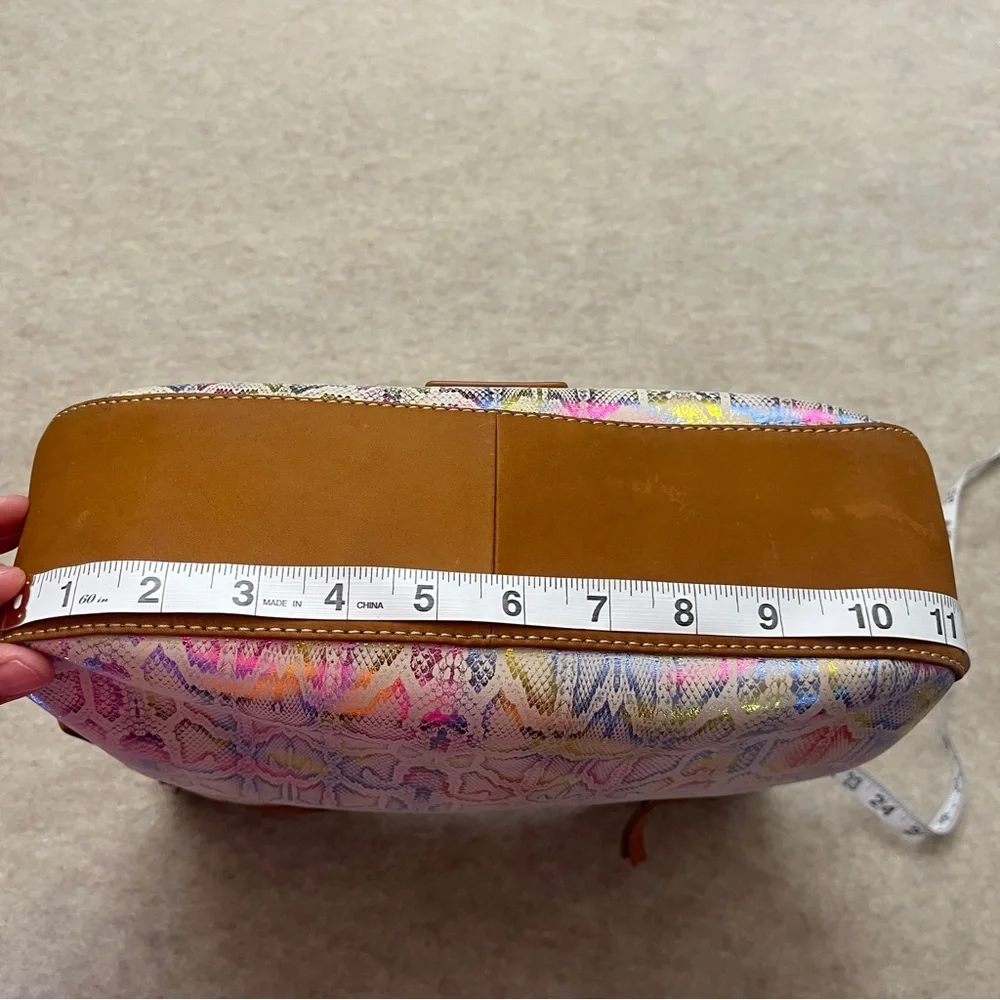 MYRA Desert Snow Animal Print Multicolor and Brown Leather Shoulder Zip Purse